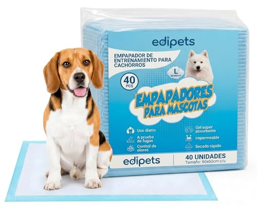 Edipets, Alaise pour Chien, Alese Chien, Alese Jetable, Tapis pour Chiot 60x60, Apprentissage de la Propreté, Anti-Fuite et Résistante, (40 Pièces)