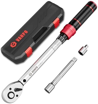 VANPO Llave Dinamométrica 3/8 5-60 Llave de Torque Precisión de Error ±3% Cabezal Reversible de 72T Llave Dinamometrica para Bicicleta Moto Cambiar Bujías de Coche