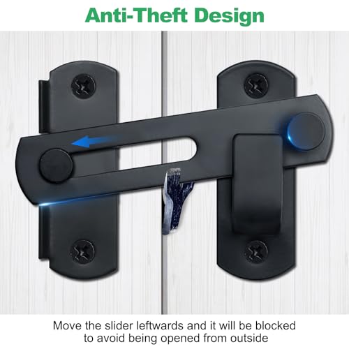 Adanluxe 2 Packs Gate Latch Sliding Door Lock, 4\"x 2.76\" Upgraded Thickened Security Door Locks for Bedrooms, Kids Safety, Barn Door Lock, Shed, High Quality Child Proof Gate Latches for Wooden Fence - Thumbnail 4