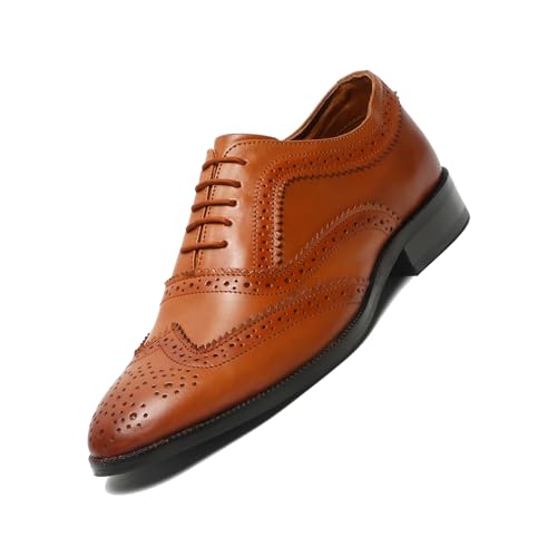 Image of LOUIS STITCH Men's Formal Shoes | Handcrafted European Leather Brogues | Lace-Up Style for Business, Formal (LSEUBGTN)
