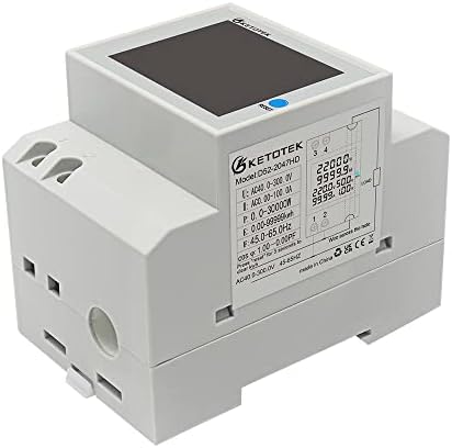 KETOTEK Energy Meter Single Phase AC40-300V 100A, Din Rail KWH Meter, Power Electricity Volt Amp Watt Consumption Voltmeter Ammeter with CT, UKCA CE Certified