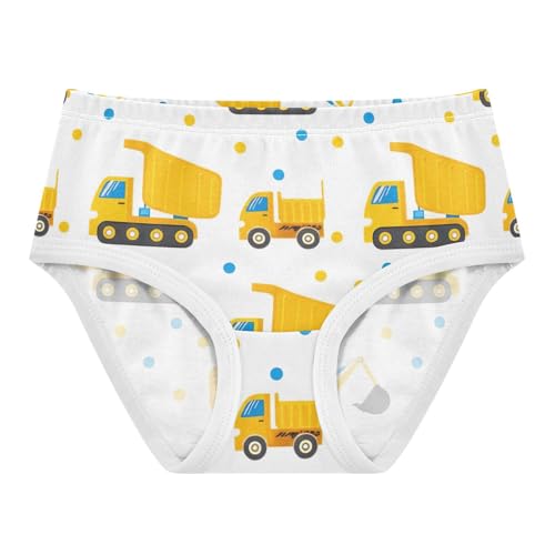 Cotton Girls Underwear Toddler Cute Yellow Construction Trucks Panties for Girl Pattern Underpants Briefs 2t
