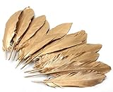 6-8 inches Golden Goose Feathers, Natural Double-Sided Sprayed Golden Goose Feather, Craft Plume for