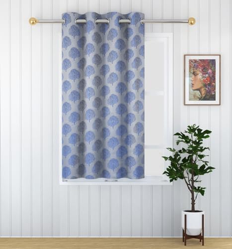 FRESH FROM LOOM Blackout Curtains for Door 6 Feet Long,Big Window Curtain Premium Polyester Grommet Weaved Parda,Latest Modern Parde for Living Room Bedroom,Home Jacquard Screens(Royal Blue,1pc Only)