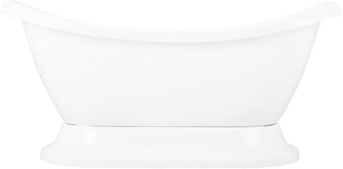 Miniatura 5 de Signature Hardware 480129 Rosalind - Bañera de pedestal acrílica de 69 pulgadas con desbordamiento integrado y borde enrollado, menos montaje de