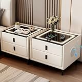 bedside tables with drawers uk Diseño que ahorra espacio con espacio de almacenamiento: con las dimensiones de 45 x 50 x 40 cm, esta mesita de noche es ideal como mesita de noche estrecha. Los 2 cajones ofrecen mesita de noche con función de carga para un entorno de dormitorio ordenado. Elige el juego completo de 2 mesitas de noche y dale a tu dormitorio un aspecto uniforme y bien pensado. Simetría que calma y entusiasma.