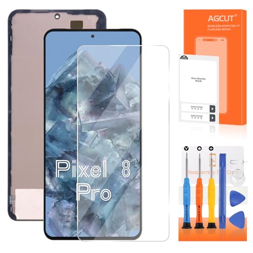 OLED for Google Pixel 8 Pro Screen Replacement for Google Pixel 8 Pro 5G LCD Display GC3VE G1MNW Screen Touch Digitizer Assembly Repair Part Without Frame (with Fingerprint Function)