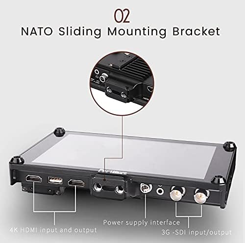 Côté view of Portkeys HS7T II monitor showing NATO sliding mounting bracket