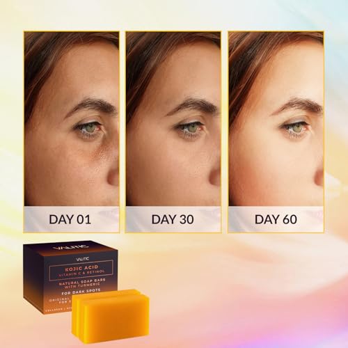 VALITIC Kojic Acid Vitamin C and Retinol Soap Bars with Turmeric for Dark Spot - Original Japanese Complex Infused with Collagen, Hyaluronic Acid, and Vitamin E (2 Pack) - Thumbnail 2