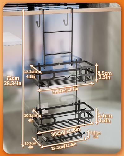 SWTYMIKI Shower Caddy Hanging, 3 Tier Over Door Shower Shelf With 16 Hooks and 2 Soap Dish - Image 2