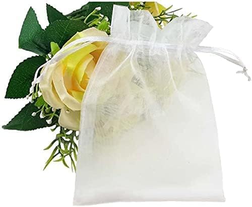 Organza Gift Bag,100PCS 7x9cm Small Mesh Jewelry Pouches Sheer Drawstring Pouches Mesh Candy Favour Bag for Jewelry Makeup Candy Baby Shower Christmas Halloween Packing (White) - Image 5