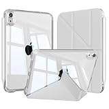 ZOPSGYU iPad mini7 ケース (A17 Pro) iPad Mini 第7/6世代 ケース 透明バックカバー 分離式 三角形多機能スタンド 取り外し可能 横置き＆縦置き 耐衝撃 軽量 薄型 ワイヤレス充電 オートスリープ/ウェイク iPad mini A17 Pro/mini 第6世代 8.3インチ対応 PC/TPU (グレー)