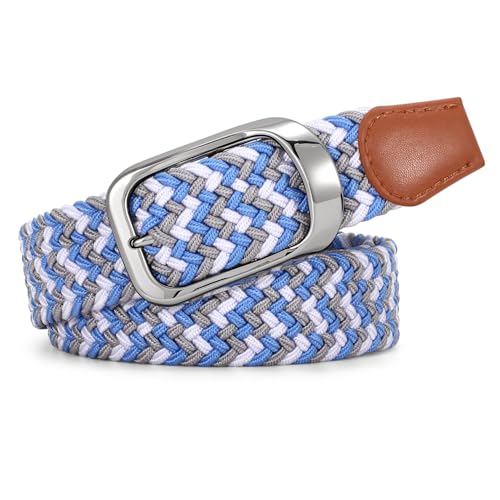 Image of JASGOOD Stretch Belt for Men, Men Women Elastic Woven Braided Belt 1 3 /8 Casual Belt Golf Belt for Jeans Pants