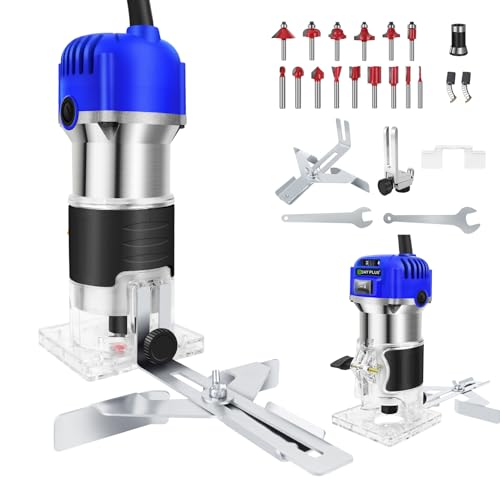 Rifilatore Fresatrice Verticale 800W 27000 RPM, Legno Rifilatrice Elettrica Con 15 pezzi 1/4 Fresatura Cuter e Mandrino 6.35 mm, 6 Regolazione della Velocità