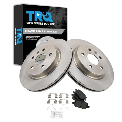 Image of TRQ Rear Brake Pad and Rotor Set Ceramic Compatible with 2016-2019 Cadillac CT6 Chevrolet Camaro