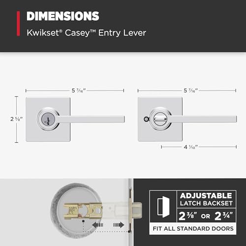 Kwikset Casey Entry Door Handle with Lock and Key, Secure Keyed Reversible Lever Exterior, Door Lock, For Front Door Entrance and Bedrooms, Polished Chrome, Pick Resistant Smartkey Rekey Security by Kwikset - Image 9