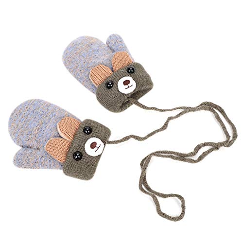 PENINSULA LOVE Toddler Knit Gloves with String Cartoon Winter Mittens Warm Fleece Gloves for Baby Boys Girls 0-4Year3