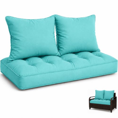 Cuteripe Outdoor Loveseat Cushions Patio Bench Cushion Set for Sofa Counch Wicker Furniture Water-Resistant & Fade-Resistan 46x24 Inch, Teal