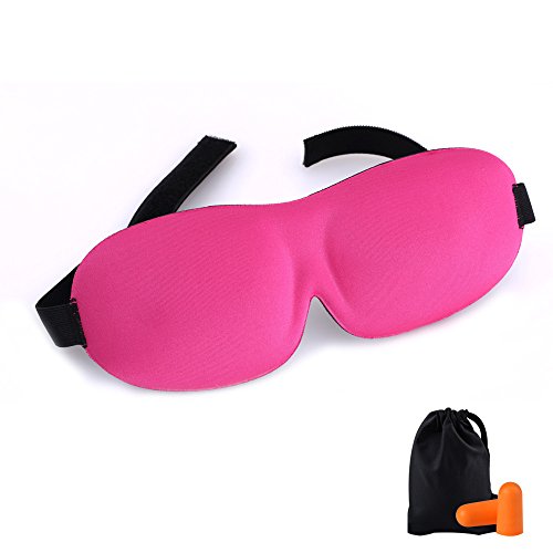KAMOSSA Sleep Mask, Contoured Sleeping Eye Mask, 3 Colors Available, Free Earplugs & Carry Bag (Pink)