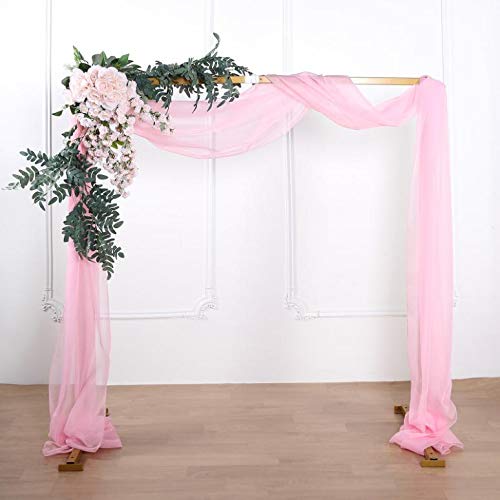 Efavormart 18Ft Pink Sheer Organza Curtain Panels, Window Scarf Valance Wedding Arch Draping Fabric for Top Table Event Party Home Decor Stair Bow Backdrop Curtain Decoration
