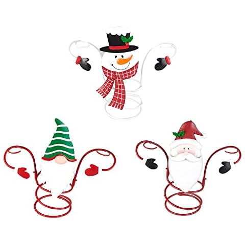ZYLLZY 3Pcs Holiday Wine Bottle & Glass Holders Countertop,Detachable Arm Iron Xmas Wine Rack Bottle That can Hold 1 Wine Bottle and 2 Glasses for Kitchen Wine Cellar Bar Decor, Green,white,red Cover