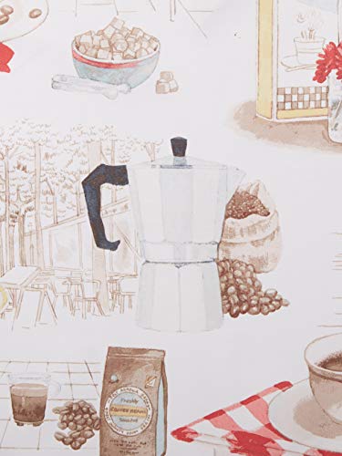 No. 918 51107 Brew Coffee Print Microfiber 3-Piece Kitchen Curtain Set, 54