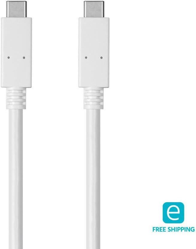Monoprice USB Type-C to Type-C 3.1 Gen 1 Cable - 5Gbps, 3A, 30AWG, White, 2m, 6.6 Feet - Select Series