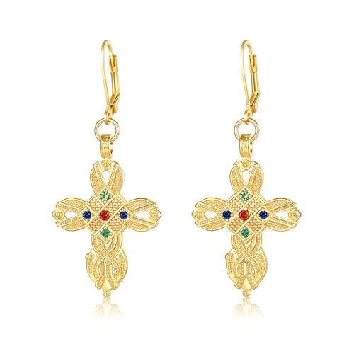 Créoles croix dorées 14 carats pour parfaire votre style urbain au quotidien EA001