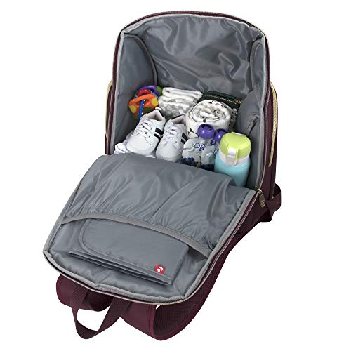 Fisher-Price Fastfinder Gemma Diaper Bag Backpack with Portable Changing Pad, Wipes Dispenser (Burgundy)