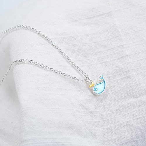 Collier queue de requin argent anti-allergie avec émail bleu - 2