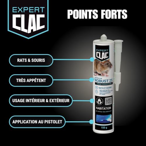 Clac® – Crème Anti-Rats et Souris – Raticide Professionnel au Brodifacoum – Haute Appétence – Efficace dès la Première Ingestion – Intérieur et Extérieur – Robust25 – vue 2
