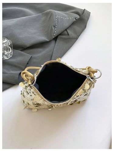 Floerns Women's Sparkly Sequin Shoulder Bag Top Handle Beaded Hobo Evening Handbag4