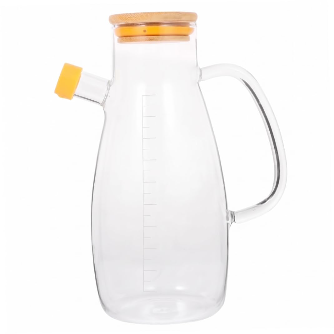 Uanqfegy Cooking Oil Dispenser for Kitchen, 34Oz with Handle and Spout, Olive Oil Container, Transparent Glass Bottle with Silicone Lid for Home Cooking and Meal Prep