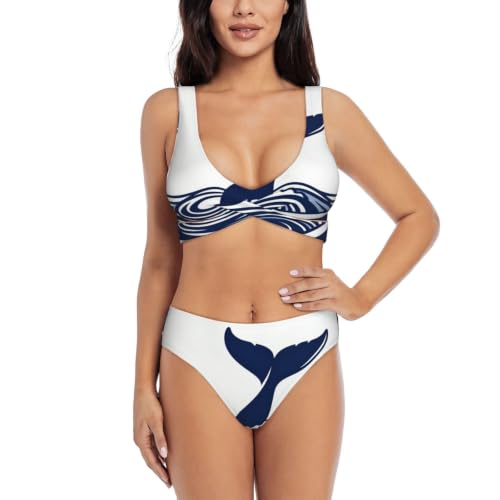 Maillot de bain deux pièces femme triangle réglable Whale Tail Wave