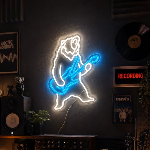 Image of Polar Bear Plays Guitar Led Neon Sign, Polar Bear Playing Music Neon Light, Rock and Roll Led Light, Live Music Show Sign Guitar Lamp Birthday Gift