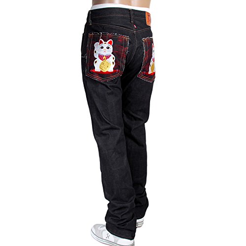 Rmc Jeans Mens Embroidered Lucky Cat Maneki Neko Japanese Selvedge Denim Jeans Rmc4115 Multicoloured #TOP3