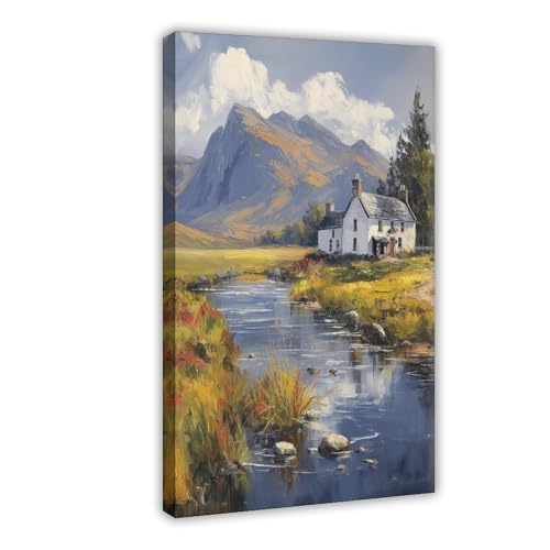 Cottage on A Creek in Glencoe Scotland Oil Painting, Scottish