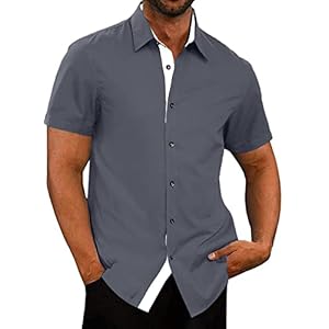 AlvaQ Men’s Dress Shirts Casual Button Down Shirts Wrinkle-Free Short Sleeve Mens Business Dress Shirt S-3XL