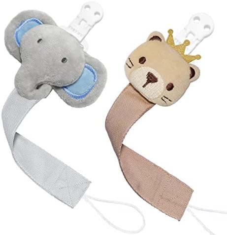 Personalized Silicone Dummy Clip With Cute Teddy Bear - Pink/Blue, Pacifier Clip For MAM & More