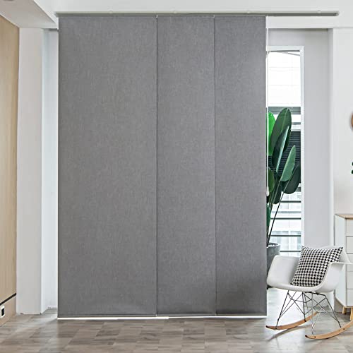 Graywind Manual Sliding Panels 100% Blackout Privacy Panel Track Blinds Wand Control Window Blinds For Patio Sliding Glass Door Large Windows Width Up To 153", Custom Size (Light Grey) #TOP1