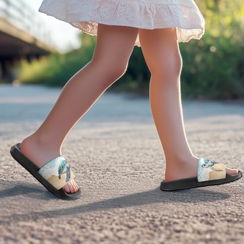 Image of Unisex Slides for Girls Boys Comfortable Slippers Slides Non-slip Shower Shoes House Fashion Thick for Indoor & Outdoor Gifts