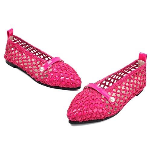 Fashin Mesh Ballet Flat Pumps for Women Soft Pointed Toe Slip On Pearl Ballerina Sandals2