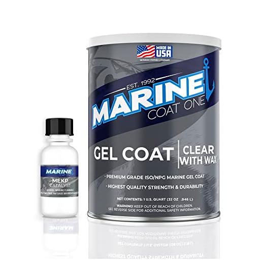 Marine Coat One ISO/NPG Premium Marine Gel Coat Repair Kit Clear With Wax Offers UV Protection High Gloss Blister Resistance on Boats & Cars With MEKP Hardener for Hard Cure (1 Quart)