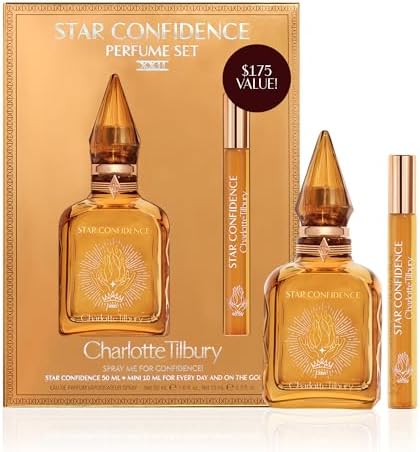 Charlotte Tilbury Star Confidence Perfume Gift Set - 50ml + 10ml Eau De Parfum for Women with Pheromone Enhancing Blackcurrant, Jasmine & Patchouli Oil - Long-Lasting Floral Woody Fragrance