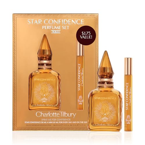 Charlotte Tilbury Star Confidence Perfume Gift Set - 50ml + 10ml Eau De Parfum for Women with Pheromone Enhancing Blackcurrant, Jasmine & Patchouli Oil - Long-Lasting Floral Woody Fragrance