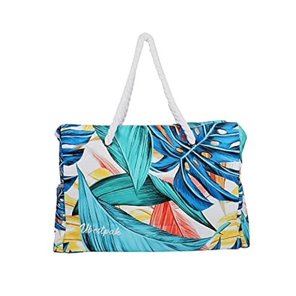 Ubestpak Take Me XXL stor kapacitet vattentät 50 x 18 x 30 cm dragkedja strandväska för kvinnor resväskor för alla använder, - Löv - en storlek