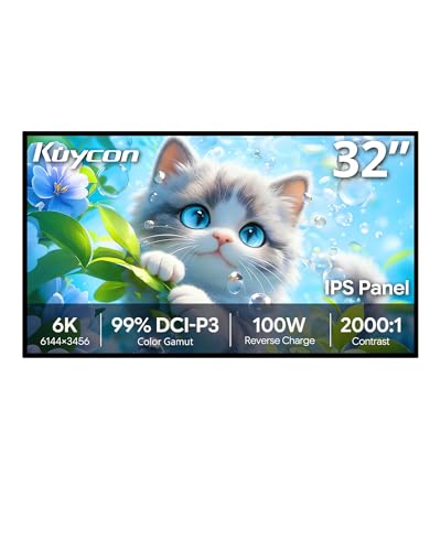 Kuycon G32P 32’’ UHD 6K (6144 x 3456) Monitor, IPS Panel, 10-Bit Color, 99% sRGB, 99% DCI-P3, HDR, 60HZ, 2000:1 Contrast, Eye Care, Anti-Glare (Honeycomb - Without Stand)
