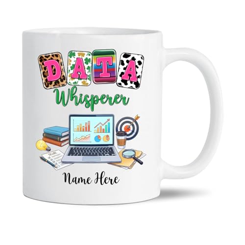 Yeciro Personalized Data Whisperer Coffee Mug, Analytics White Travel Cup 11oz 15oz, Customized Name Data Analyst Mug, Ceramic Cup Gifts For Analytics, Office Mugs, Novelty Analyst Porcelain Teacup
