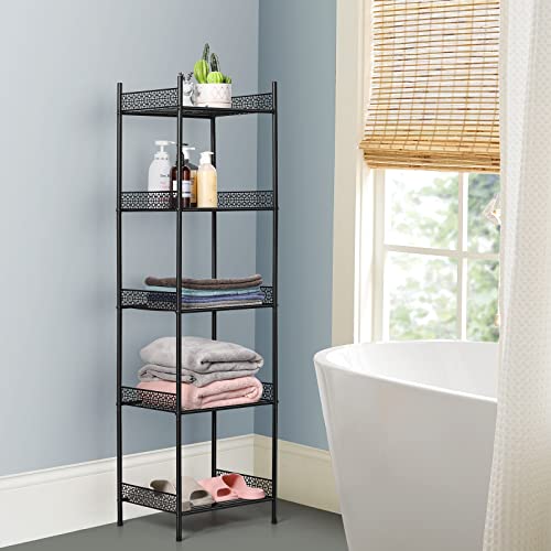 5 Tier Wire Shelving Metal Storage Rack Standing Shelving Units Shelves Bathroom Shelf For Laundry Bathroom Kitchen Livingroom Pantry Closet Garage 12.6" D×16.3" W×57" H, Black #TOP4