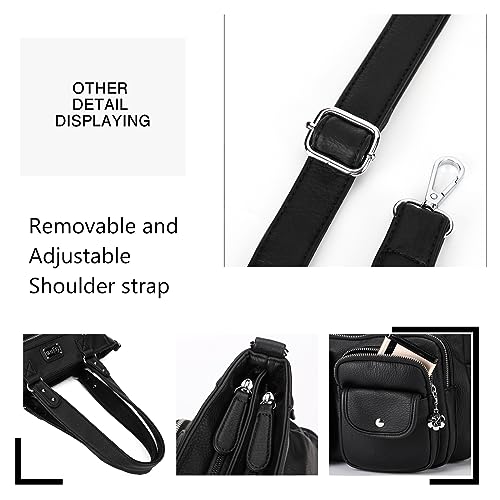 Image of KL928 Large Purses for Women Shoulder Bag Tote Handbags Stylish Vegan Leather Hobo Bags Ladies, A-Black-4 | Large
